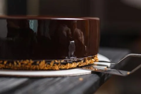 Cake covered in chocolate Stock Photos