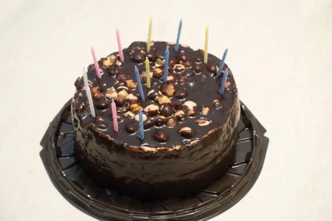 Cake covered with chocolate Stock Photos