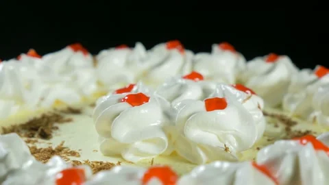 Cake with cream closeup rotates Stock Footage 87041038