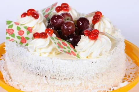 Cake with cream Stock Photos