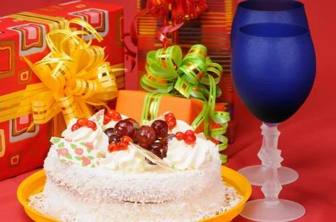 Cake with cream Stock Photos
