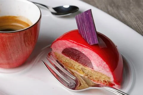 Cake with a cup of coffee Stock Photos