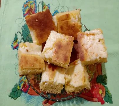 Cake cut into cubes Stock Photos