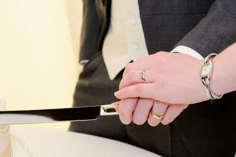Cake cutting wedding Stock Photos