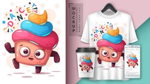 Cake dance - mockup for your idea Stock Illustration