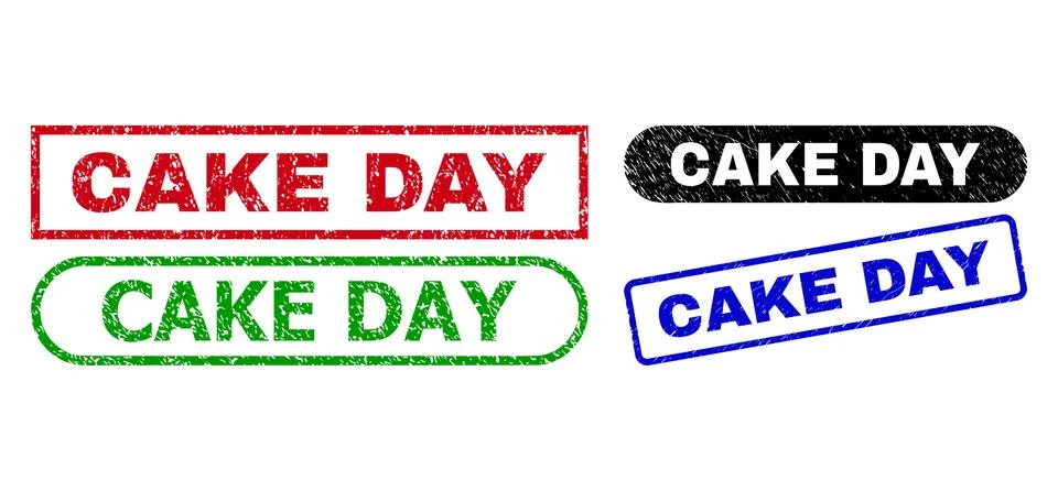 CAKE DAY Rectangle Seals Using Corroded Texture Stock Illustration