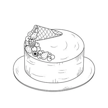 Cake decorated with berries. Illustrazione stock