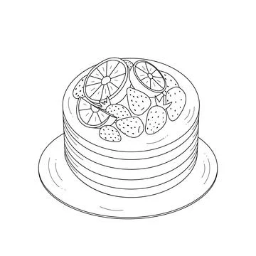 Cake decorated with berries. Stock Illustration