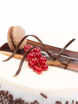 Cake decorated with chocolate Stock Photos