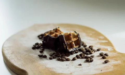 Cake decorated coffee beans. Stock Photos
