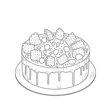 Cake decorated with cookies. Stock Illustration