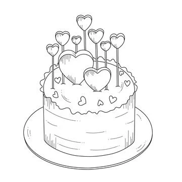Cake decorated with hearts. Stock Illustration