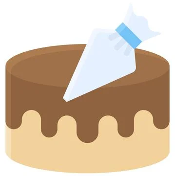 Cake decorating icon, Bakery and baking related vector Stock Illustration