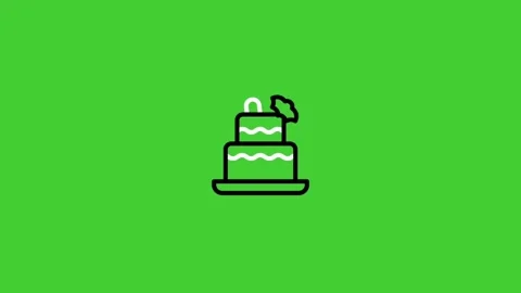 Cake dessert animated icon on green screen background Video stock 314731569