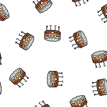 Cake dessert character vector seamless pattern Stock Illustration