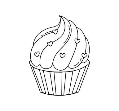 Cake dessert doodle Coloring book with vector for kids Stock Illustration