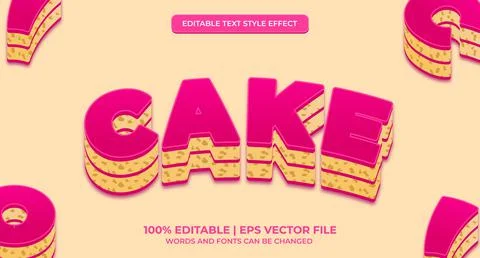 Cake dessert editable text effect for food and beverage desert pastry logo. V Stock Illustration