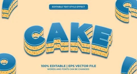 Cake dessert editable text effect for food and beverage desert pastry logo. V Stock Illustration