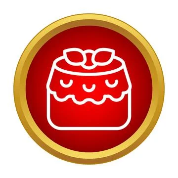 Cake dessert icon with bow on red button Stock Illustration