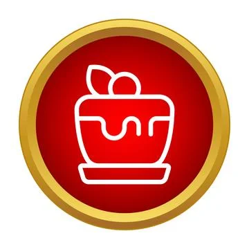 Cake dessert icon with cherry in red circle Stock Illustration
