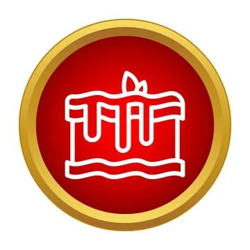 Cake dessert icon on red glowing button Stock Illustration