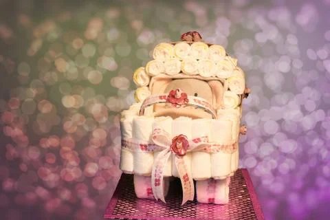 Cake from diapers Stock Photos