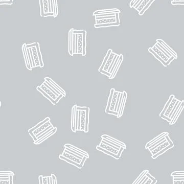 Cake dish canteen line vector seamless pattern Stockillustratie