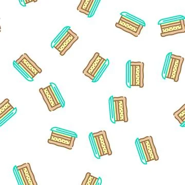 Cake dish canteen vector seamless pattern Stock Illustration