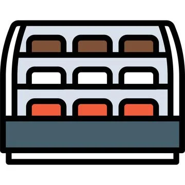 Cake  Display Case icon, Bakery and baking related vector Illustrazione stock