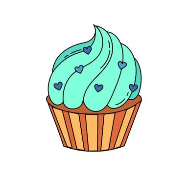 Cake doodle Vector color illustration isolated on white Stock Illustration
