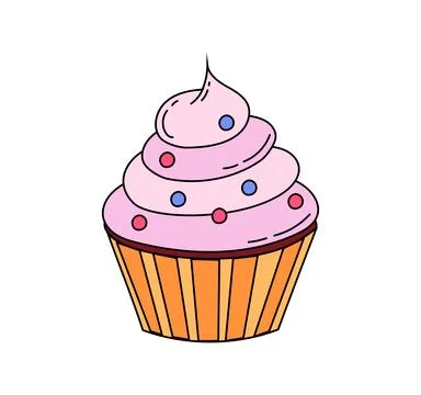 Cake doodle Vector color illustration isolated on white Stock Illustration