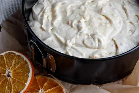 Cake dough baking tray Stock Photos