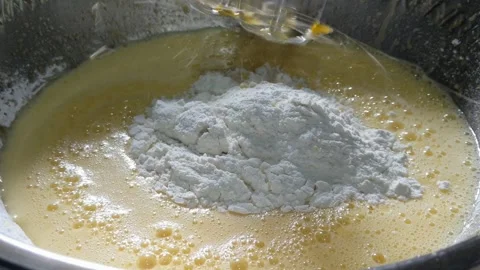 Cake dough made from flour, butter, eggs all mixed together Stock Footage 306471744