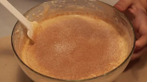 Cake dough mixing in slow motion Stock Footage 49075241