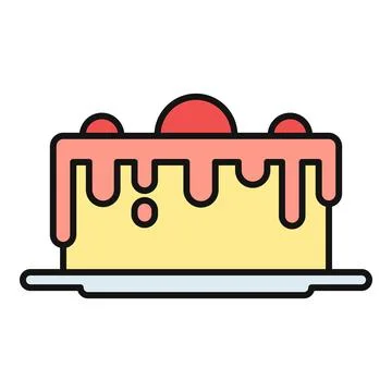 Cake with dripping icing and red decoration Stock Illustration