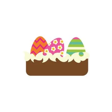 Cake with easter eggs painted flat style イラスト素材