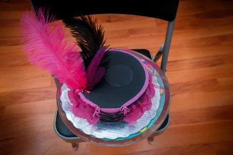 Cake with feathers in the form of a hat Stock Photos