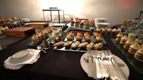 Cake on the festive table Stock Footage 70328252