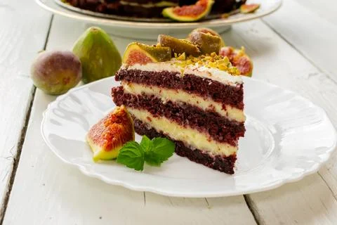 Cake with figs Stock Photos