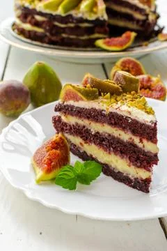 Cake with figs Stock Photos