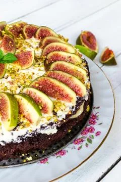 Cake with figs Stock Photos