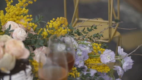 Cake with flowers close-up Stock Footage 129070151