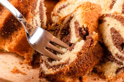 Cake on fork Stock Photos