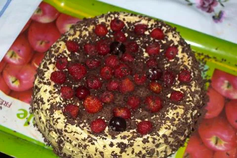 Cake with fresh berries. Stock Photos