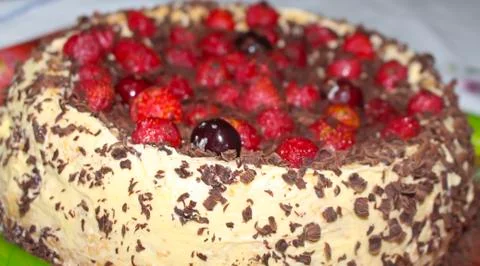 Cake with fresh berries. Stock Photos