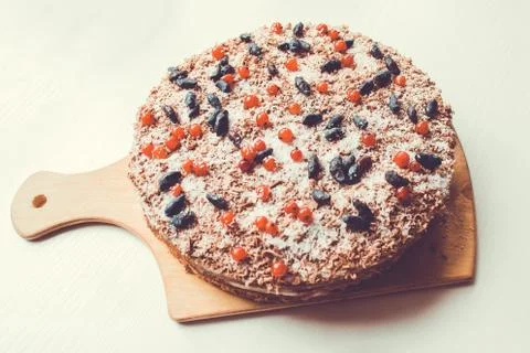 Cake with fresh berries. Stock Photos