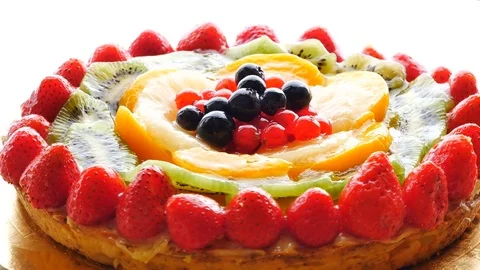Cake of fruit presentation turning Stock Footage 83495306