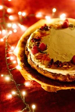 Cake with a glowy red background 스톡 사진