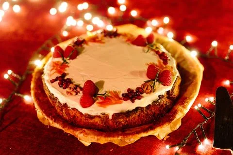 Cake with a glowy red background Stock Photos