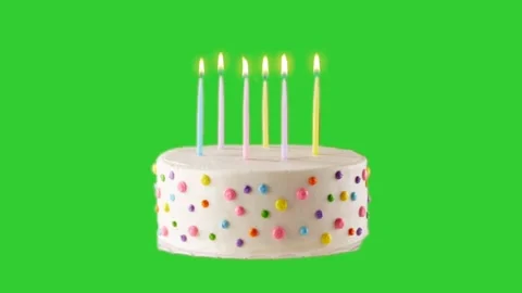 Cake green screen with multiple candles Stock Footage 152296936